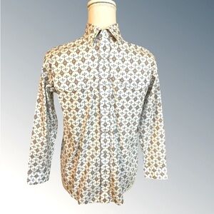 Youth Panhandle Slim Rough Stock Snap Button Down shirt size Large 14 white blue